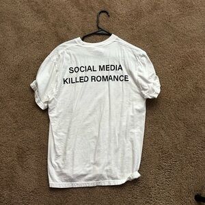 White Graphic Tee - Social Media Killed Romance